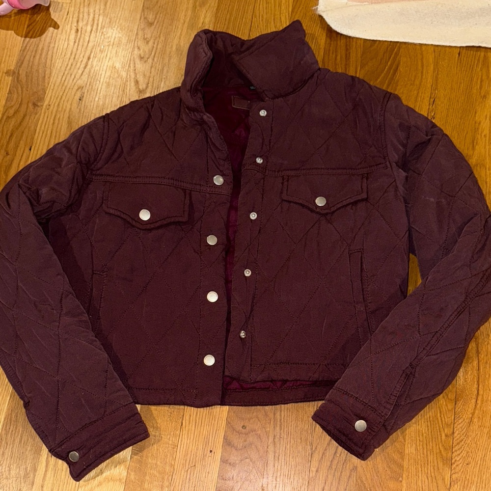 Blank NYC Quilted Eggplant Purple Jacket with Silver Buttons- small